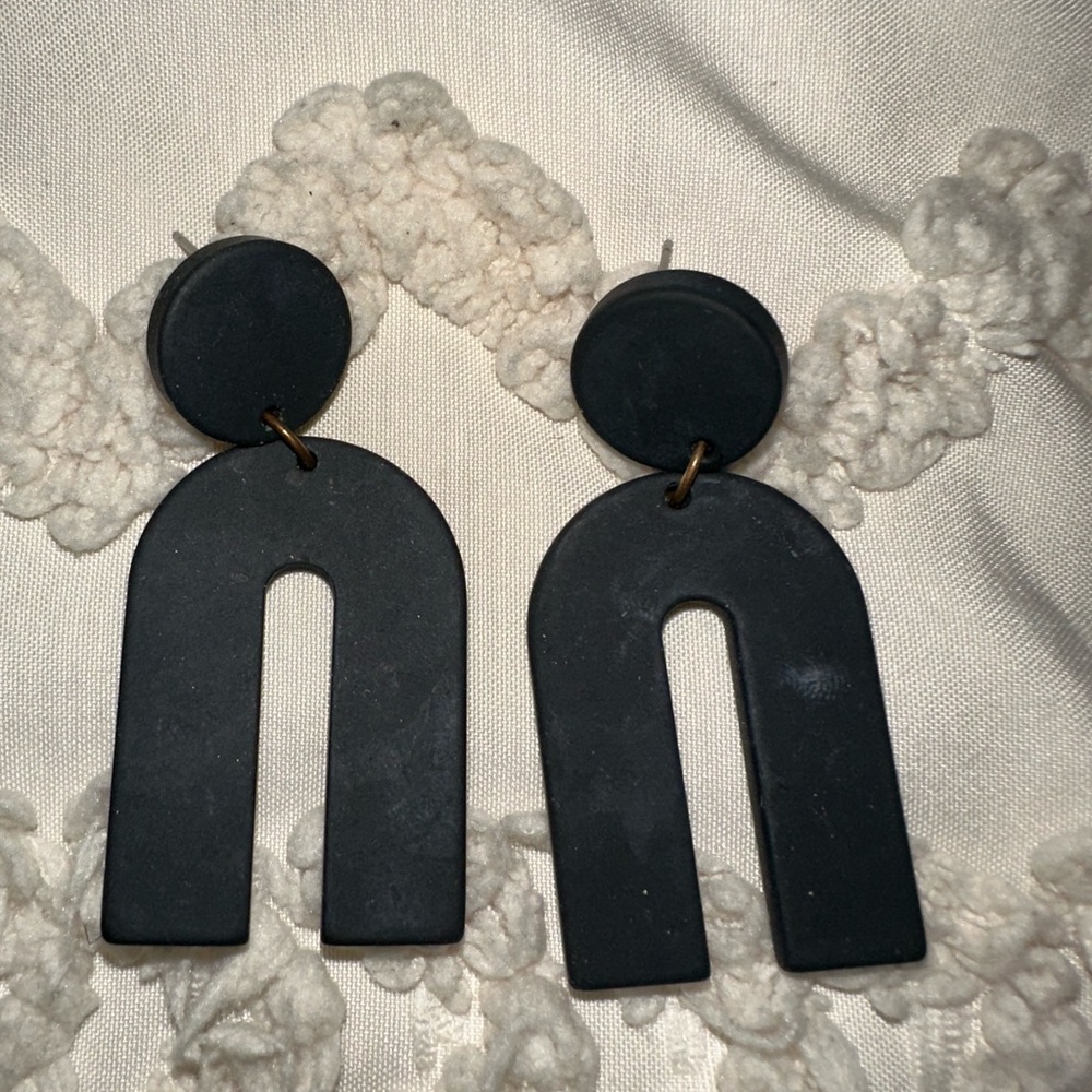 Black Geometric Statement Earrings